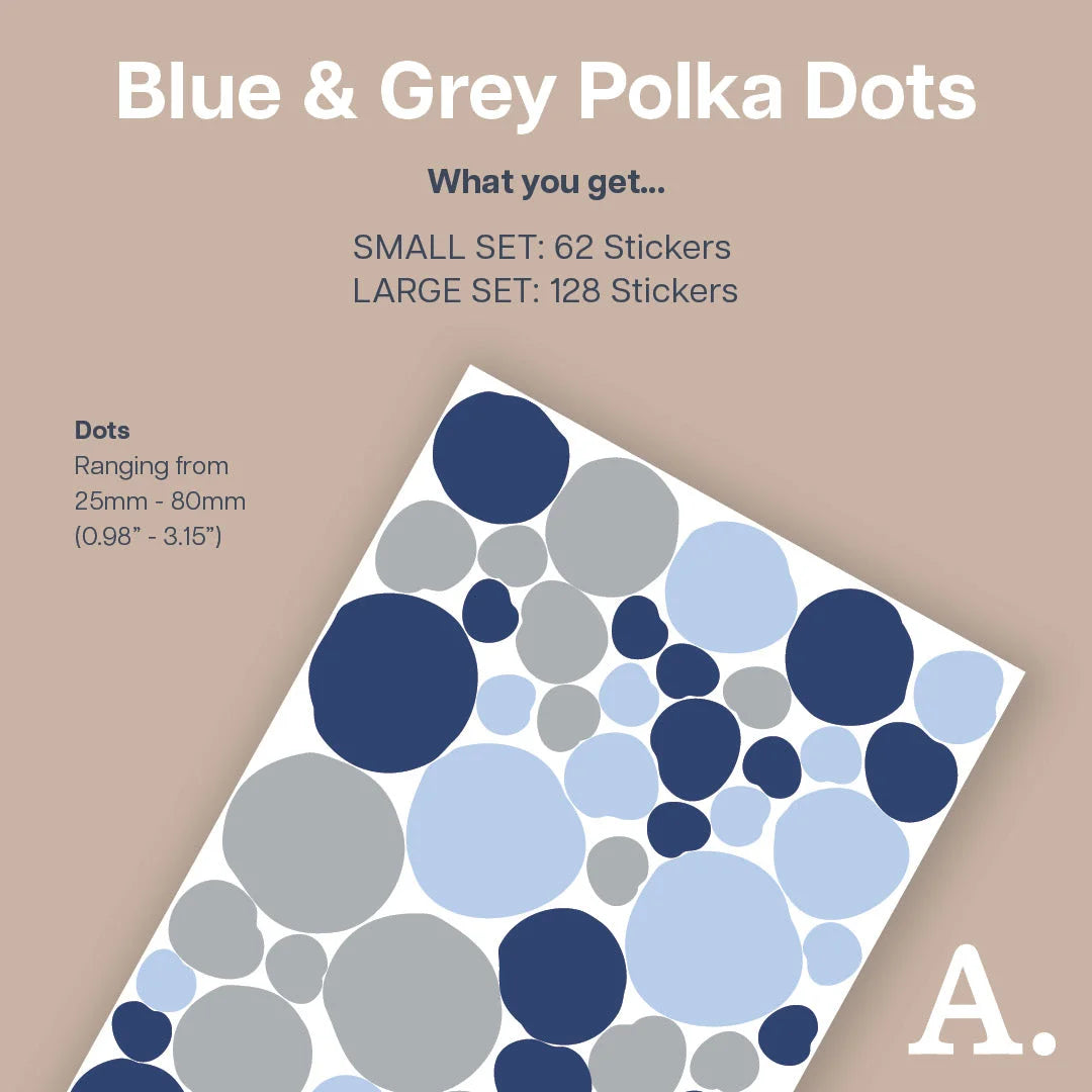 Blue & Grey Polka Dot Wall Decal - Decals - Polka Dots