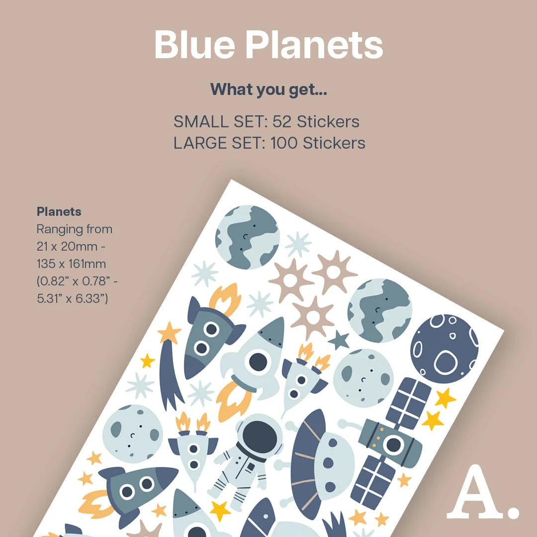 Blue Planets Kid’s Wall Decal - Decals - Space