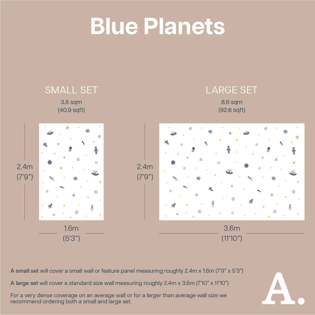 Blue Planets Kid’s Wall Decal - Decals - Space