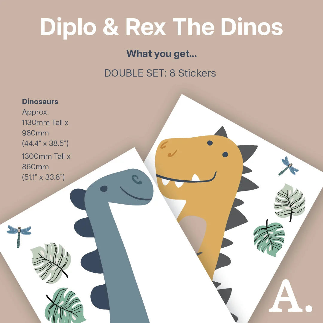 Diplo & Rex The Dinos - Kids Wall Decal - Decals - Animals
