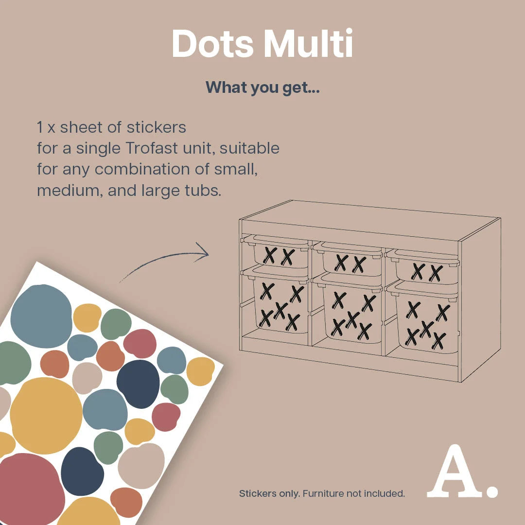 Dots Multi - Storage Tub Decals - Organisational Tubs