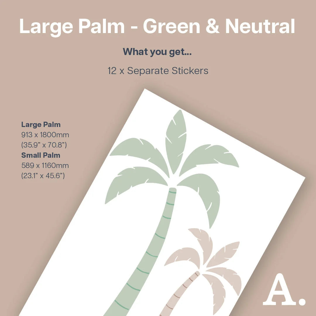 Green & Neutral Palm Tree Wall Decal - Large - Decals