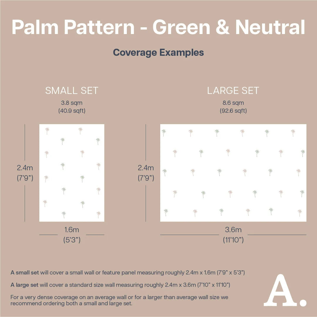 Green & Neutral Palm Wall Decals - Pattern - Decals
