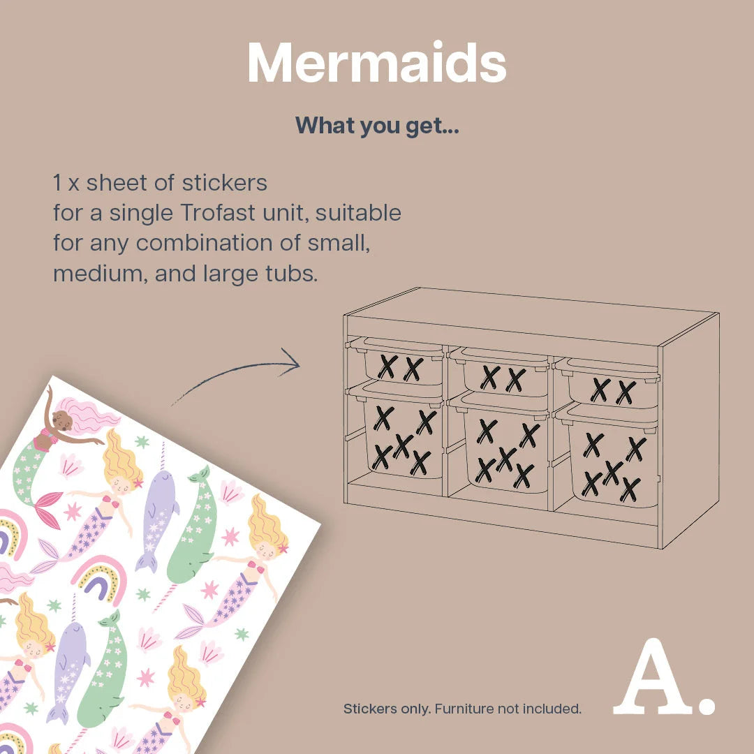 Mermaids - Storage Tub Decals - Organisational Tubs - Decals