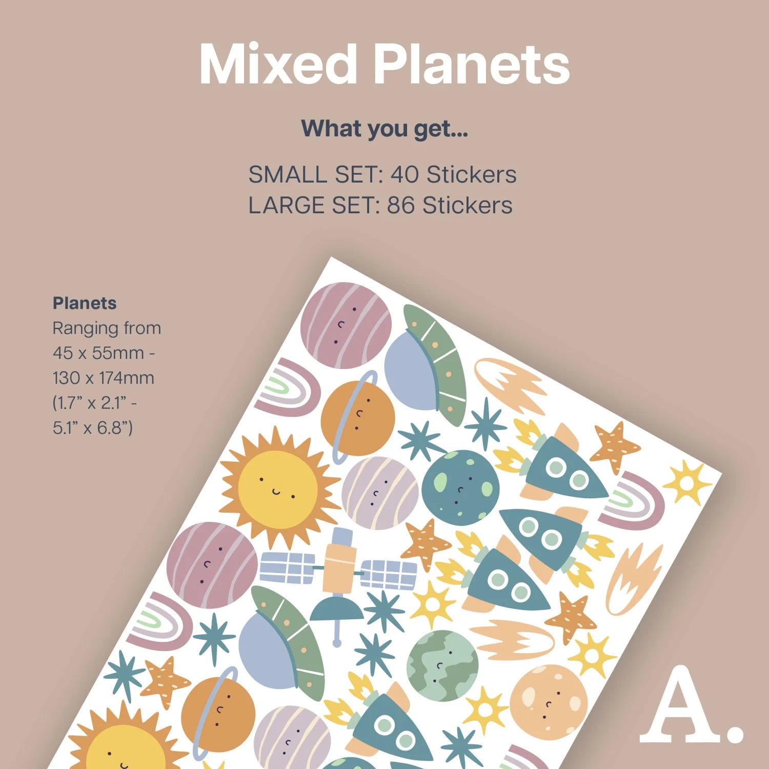 Mixed Planets Wall Decal - Decals - Space